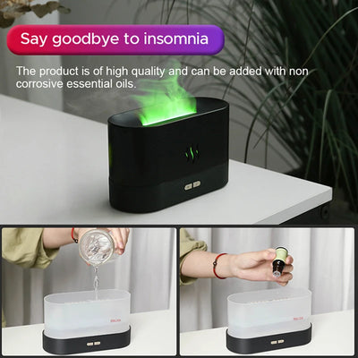 Tragbarer Cool Mist USB Luftbefeuchter mit LED-Farbwechsel, H2O Luftbefeuchter mit Flammen-Effekt, Aroma Diffusor für ätherische Öle.
