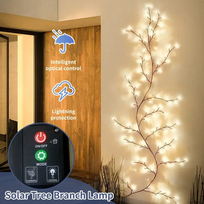 Solarbetriebene Rattan-Weidenzweig-Lichterkette mit 72 LEDs für Hochzeits- und Wohnraumdekoration