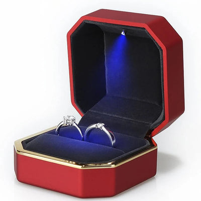 Luxuriöse LED-Schmuckbox für Ringe und Anhänger – Perfekt für Verlobung & Hochzeit