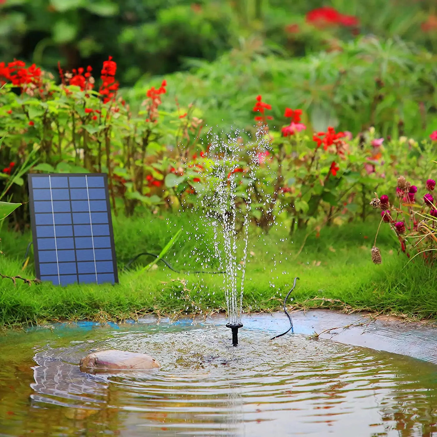 2,5W Solarbrunnenpumpe mit 6 Düsen und 1,2 m Wasserrohr