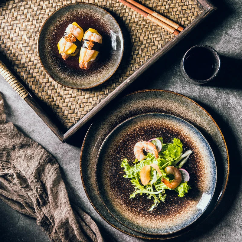 Japanischer Keramik-Servierteller für Steak und Frühstück