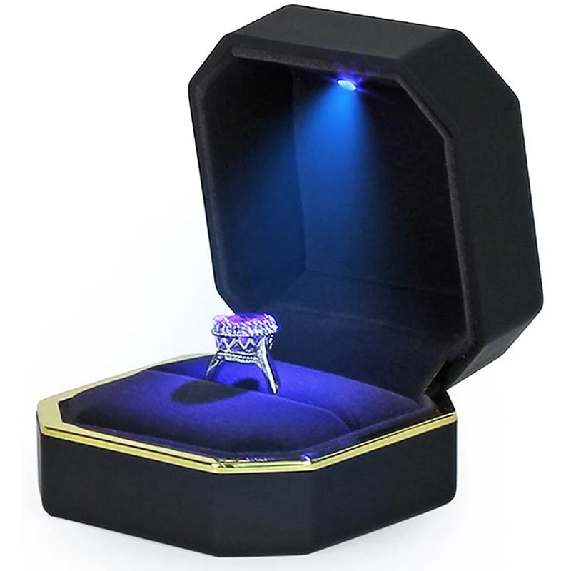 Luxuriöse LED-Schmuckbox für Ringe und Anhänger – Perfekt für Verlobung & Hochzeit