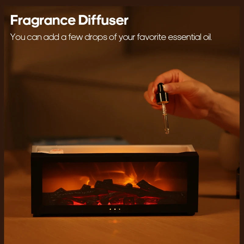 Kamin-Aroma-Diffusor – Kreativer Flammen-Luftbefeuchter mit Fernbedienung & LED-Kaminlicht