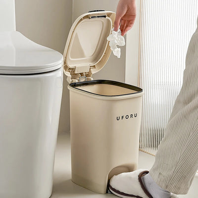 Luxurieller Mülleimer mit Deckel und Tretmechanismus für Küche, Wohnzimmer und Badezimmer – Große Kapazität