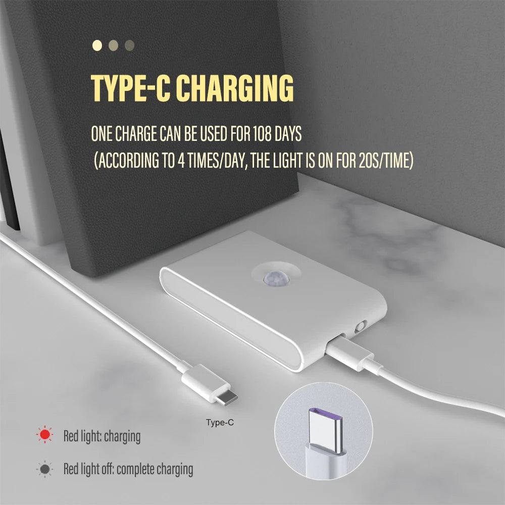 LED Induktions-Nachtlicht Wireless USB-Aufladung Bewegungsmelder Wandlicht für Schlafzimmer Flur Schrank Bad