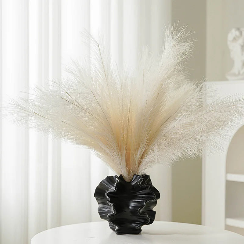 CAPIRON Ceramic Coral Vase Nordic Art Beige Matte Container für Blumen Pampasgras Wohnzimmer Tischdekoration