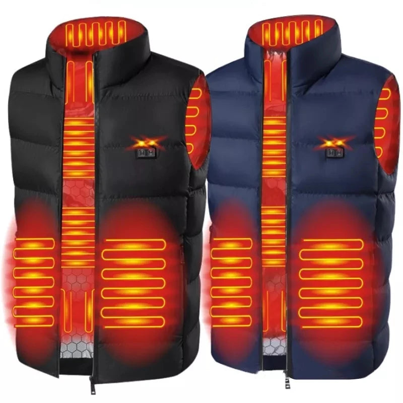 Beheizte Weste mit 9 Zonen – USB-Winterjacke für Herren, ideal für Outdoor-Aktivitäten