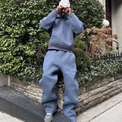 Einfarbiges Paar Kapuzen-Sweatshirt & Sweatpants-Set, lässiger Herbst Jogginganzug