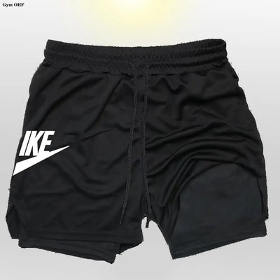 Herren 2-in-1 Sportshorts Doppellagig Sommer Fitness Jogging Running Trainingsshorts Elastisch