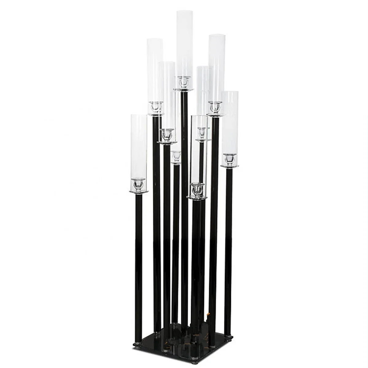 Hochzeits-Tischmittelstück Blumenständer & Acryl-Kerzenhalter, 9 Kopf Kerzenständer, Schwarz, 2 Stück