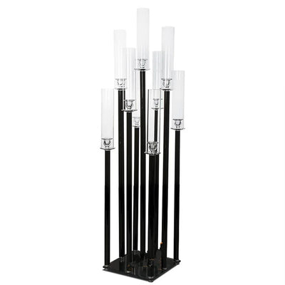 Hochzeits-Tischmittelstück Blumenständer & Acryl-Kerzenhalter, 9 Kopf Kerzenständer, Schwarz, 2 Stück