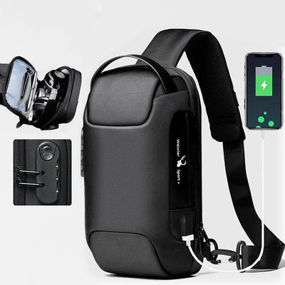 Herren USB Anti-Diebstahl Umhängetasche wasserdichte Oxford Schultertasche