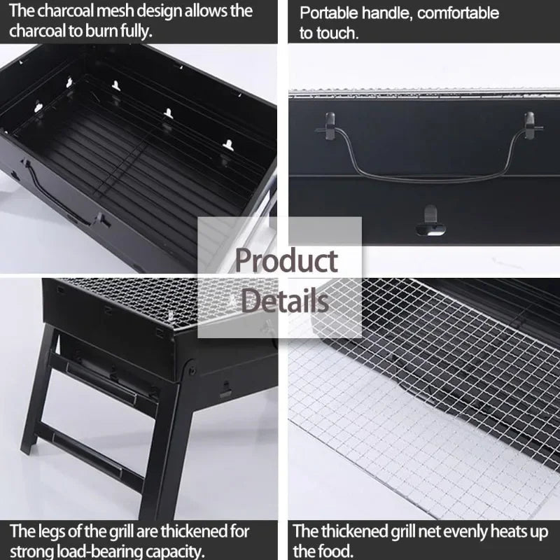 Tragbarer Klappbarer BBQ Grill aus Edelstahl für Outdoor, Reisen und Picknick
