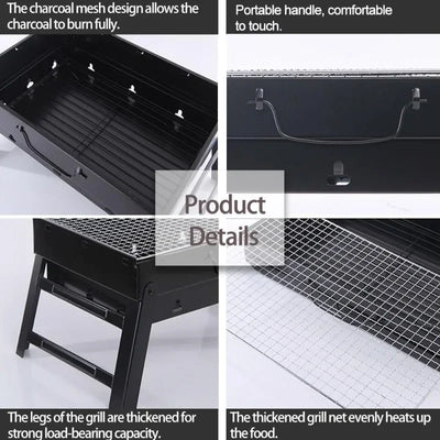Tragbarer Klappbarer BBQ Grill aus Edelstahl für Outdoor, Reisen und Picknick