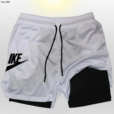 Herren 2-in-1 Sportshorts Doppellagig Sommer Fitness Jogging Running Trainingsshorts Elastisch