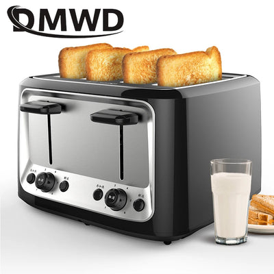 Elektrischer Toaster für 4 Scheiben – Edelstahl Sandwichmaker und Grill