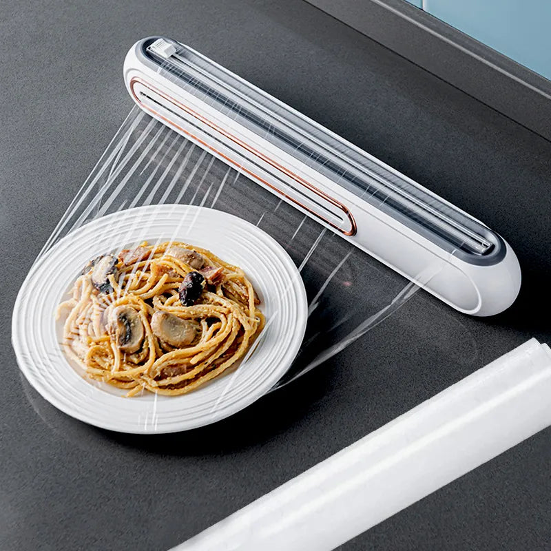 Magnetic Plastic Wrap Dispenser with Cutter for Kitchen – Tin Foil and Aluminum Film Wrap