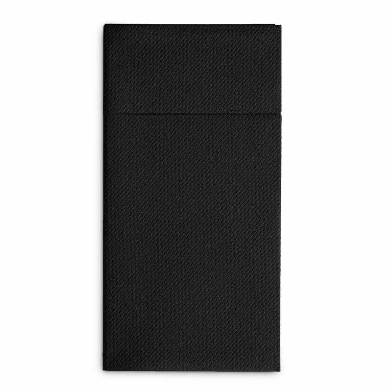 50er-Packung Einweg-Servietten mit Bestecktasche – Stoffähnliche, vorgefaltete Papierservietten für Hochzeit & Party, langlebig, Schwarz