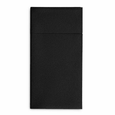 50er-Packung Einweg-Servietten mit Bestecktasche – Stoffähnliche, vorgefaltete Papierservietten für Hochzeit & Party, langlebig, Schwarz