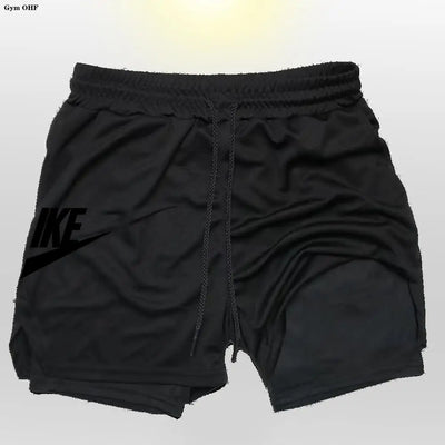 Herren 2-in-1 Sportshorts Doppellagig Sommer Fitness Jogging Running Trainingsshorts Elastisch