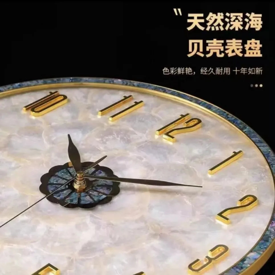 Neue Stille Wanduhr: Luxuriöse High-End Wohnzimmerei mit Muschel-Design