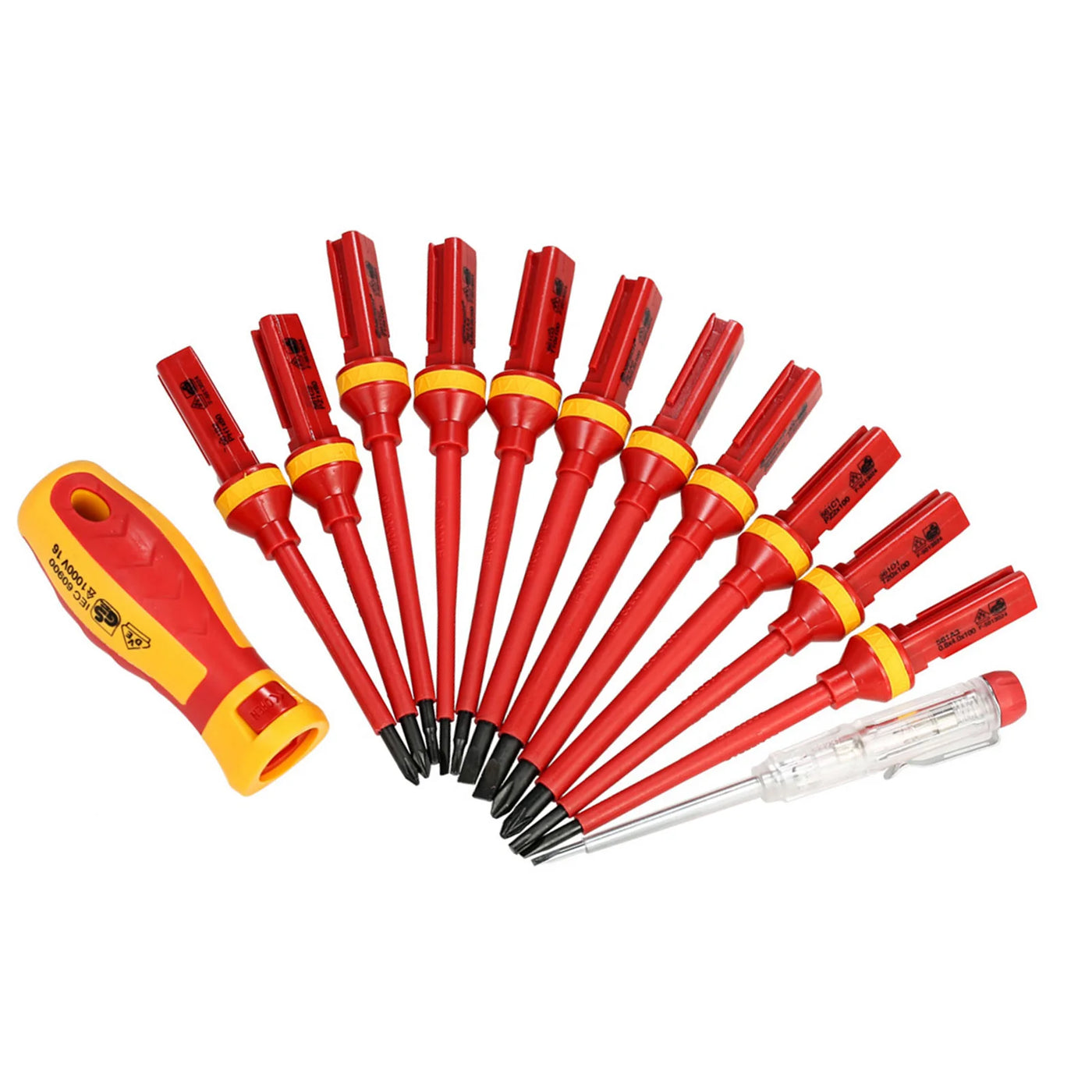 13-teiliges Isoliertes Schraubenzieher-Set 1000V mit Magnetischen Bits – Elektriker Reparaturwerkzeug Kit