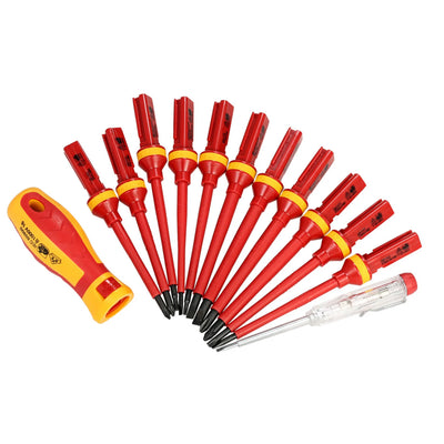 13-teiliges Isoliertes Schraubenzieher-Set 1000V mit Magnetischen Bits – Elektriker Reparaturwerkzeug Kit
