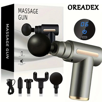Mini Tragbare Faszien Massagepistole Elektrischer Perkussions-Massager für Körperentspannung, LED-Touchscreen, 4 Massageköpfe