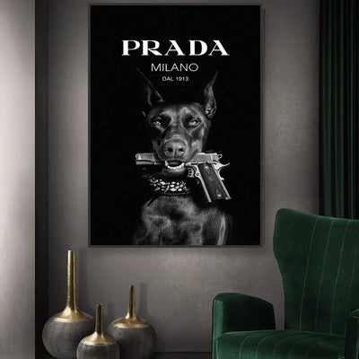 Elegante Dobermann-Wandkunst: Luxus-Tierportrait für stilvolle Wohnräume