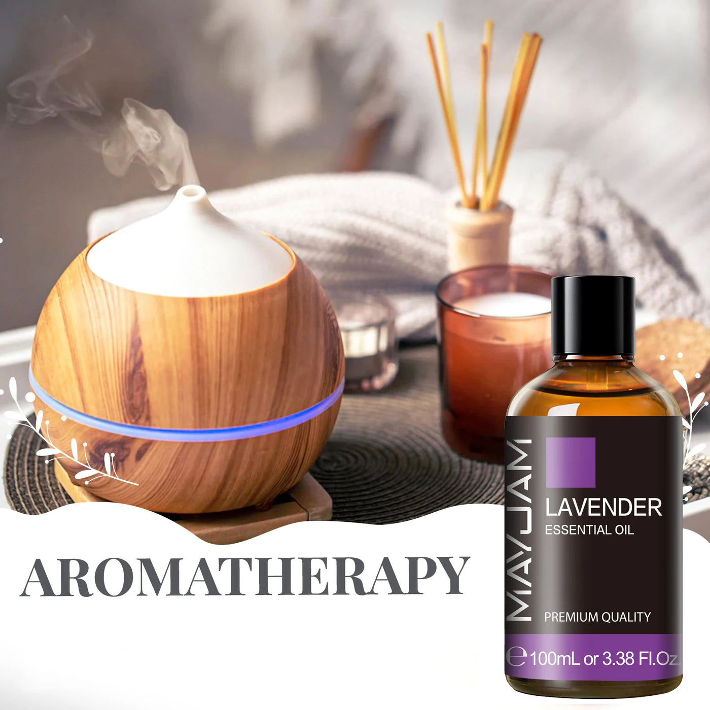 MAYJAM 100ML Ätherisches Öl – Vanille, Lavendel, Minze, Bergamot & Rose für Diffusor & Luftbefeuchter