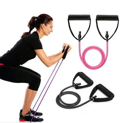 3-Level Widerstands-Yoga-Bänder mit Griffen – Gummitube für Fitness & Muskeltraining