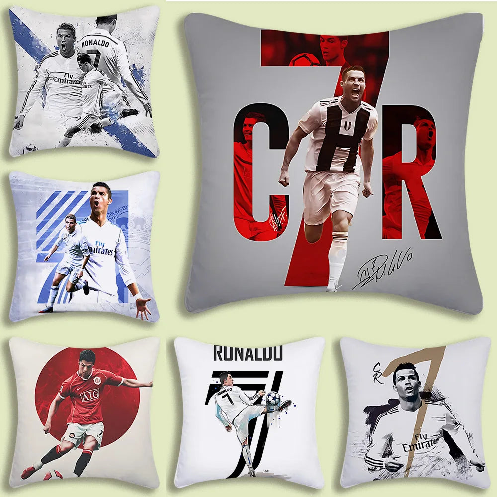 CR7 Kissenbezug | Cartoon Cristiano Ronaldo | Doppelseitig bedruckt | Kuscheliger Sofabezug