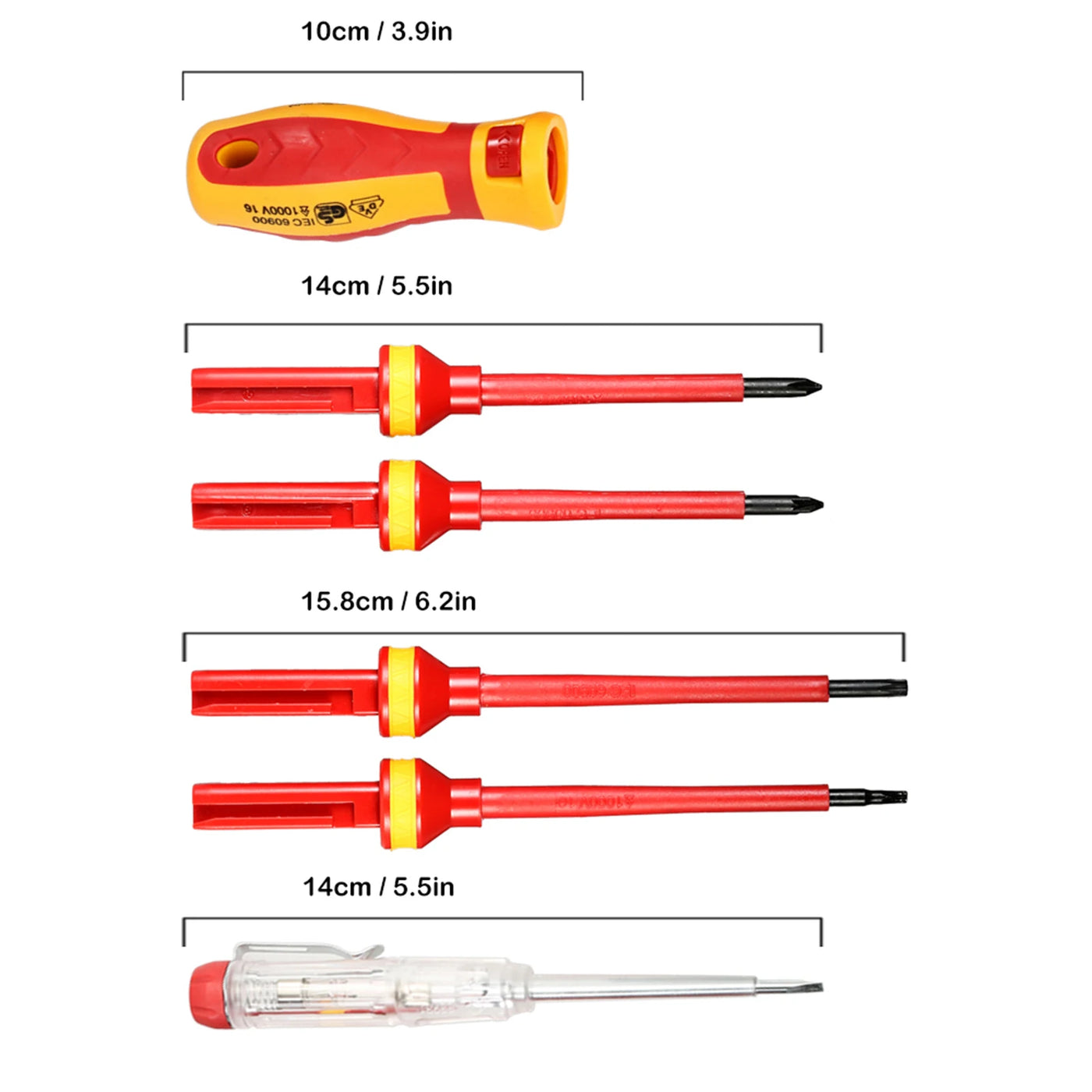 13-teiliges Isoliertes Schraubenzieher-Set 1000V mit Magnetischen Bits – Elektriker Reparaturwerkzeug Kit